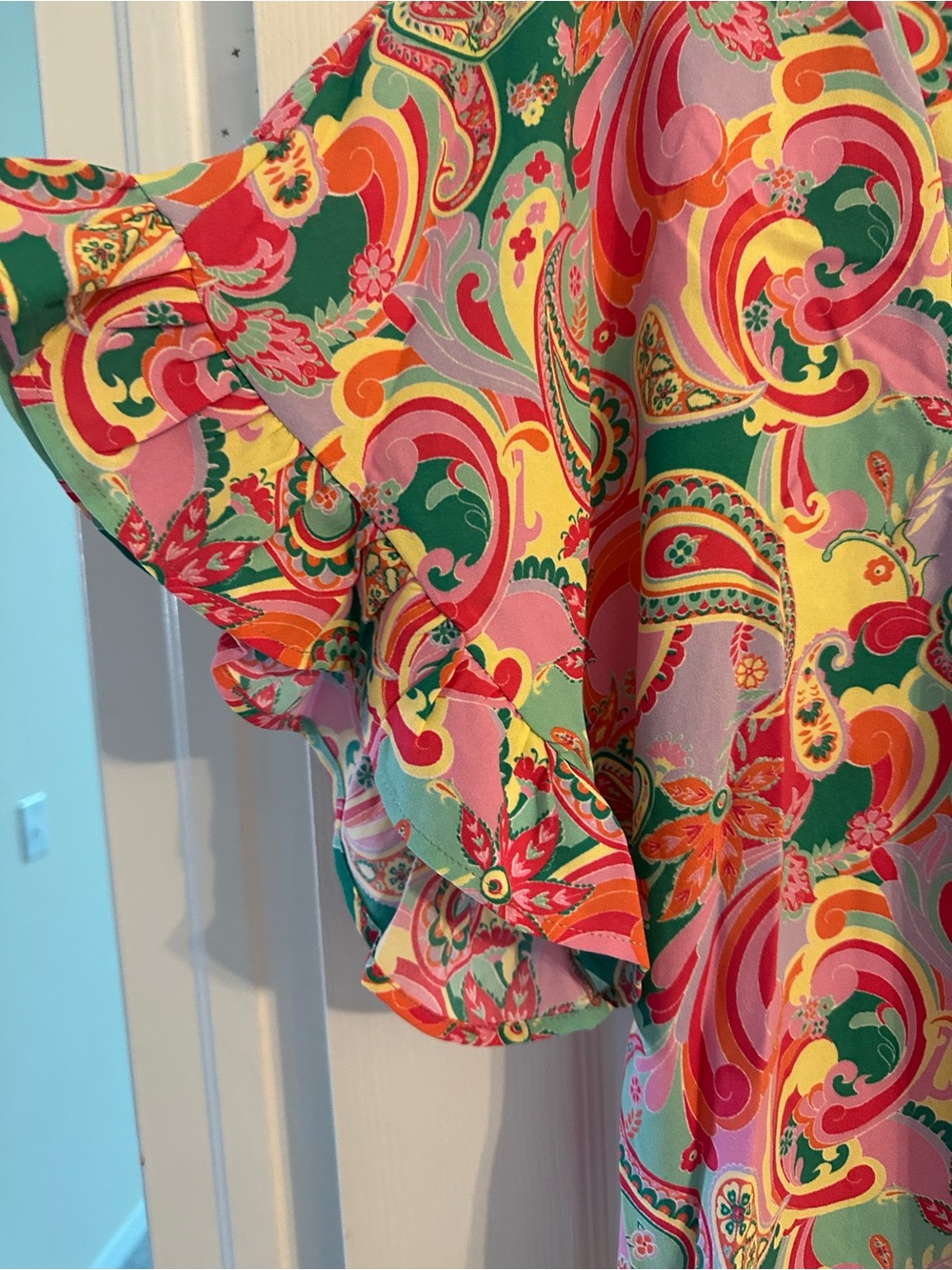 Pink Paisley Ruffle-Sleeve Tunic - Picture 2 of 5